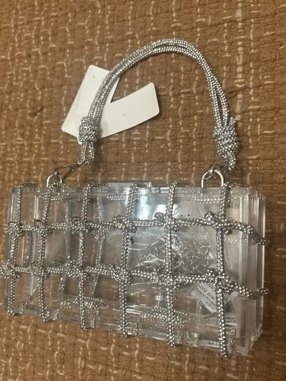 Windsor Clear Crystal Grid Mini Clutch with Silver Accents